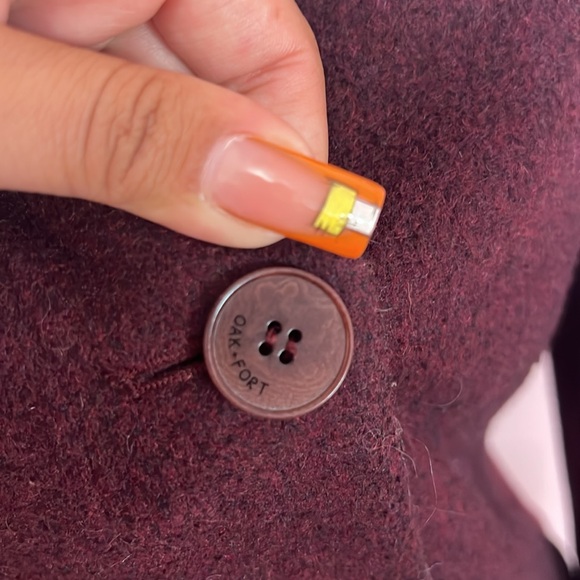 Oak + Fort Burgendy Wool Blend Button Down Winter Coat. Size S - Picture 4 of 10